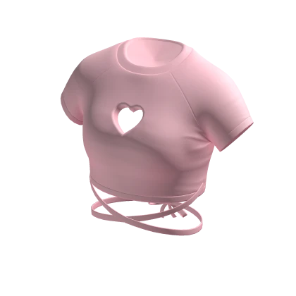 Pink Heart Cutout Crop Top