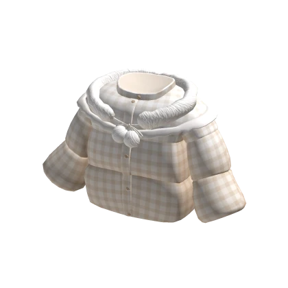 🍀Kawaii Puffer Jacket (Checkered Beige)