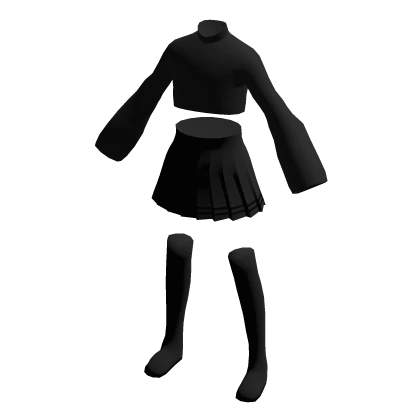 black cute sweater w/ skirt and socks outfit