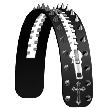 black emo zipper cross spiked headband 