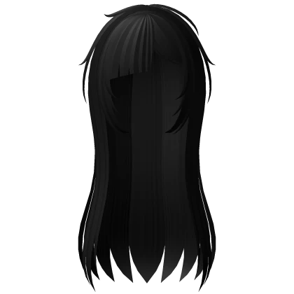 🤍 Cute Messy Emo Wispy Sweet Long Hair Black