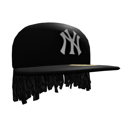 Black NYC Fitted Hat with Messy Dreads