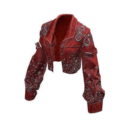 BB Red KPop Denim Gemstone Jacket
