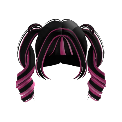 Black and pink curly pigtails hair - Monster