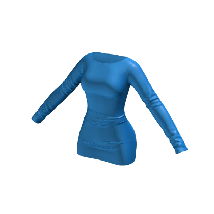 ☆ Blue Leather Long Sleeve Mini Dress