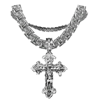 1.0 jesus piece chain iced out silver (bigger)