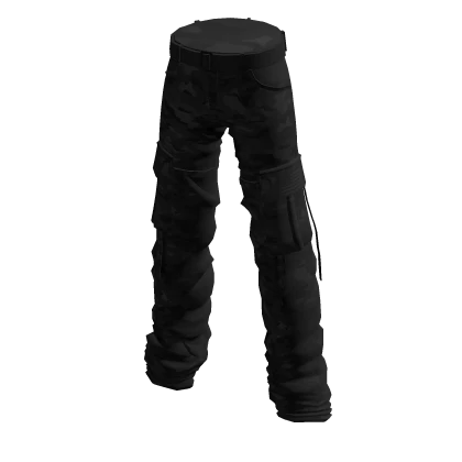 Classic Camo Military Cargo Slacks in Black