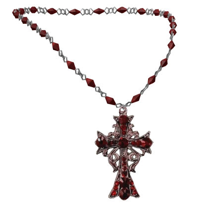 Red Ruby Cross Pendant Necklace