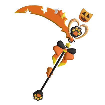 Adorable kawaii pumpkin kitty scythe