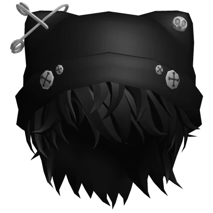 Black Messy Hair w/ Beanie