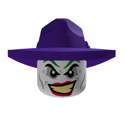 Joker Head Face with Dark Purple Fedora
