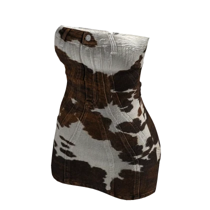  Cowhide Short Denim Dress