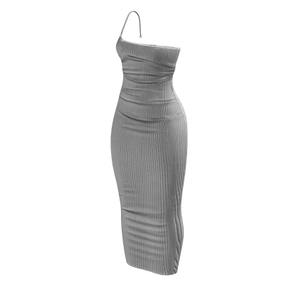 Asymetrical Bodycon Midi Dress - White