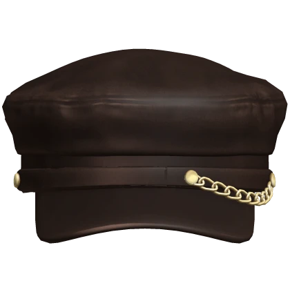 Beret Cap Brown Buckle Belt Chained Studded Y2K