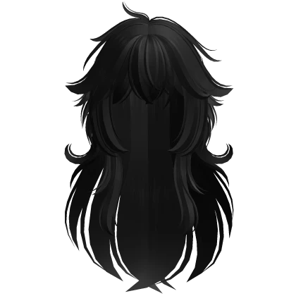 messy cute anime wolfcut in black 