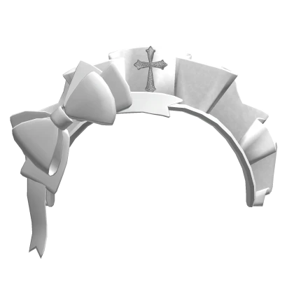 Kawaii White Cross Angel Ruffle Bow Headband