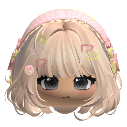 Blonde Igari Bob w/ Cute Face & Pink Green Bonnet