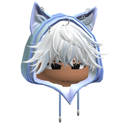 Cute Emo Boy w/ Cute Cat Hood (White & Blue)