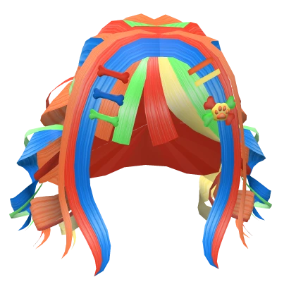 kawaii kidcore curly twin pigtails w hair clips