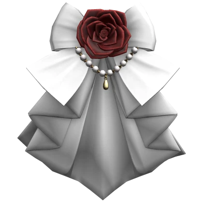Victorian White Ruffle Jabot Red Rose