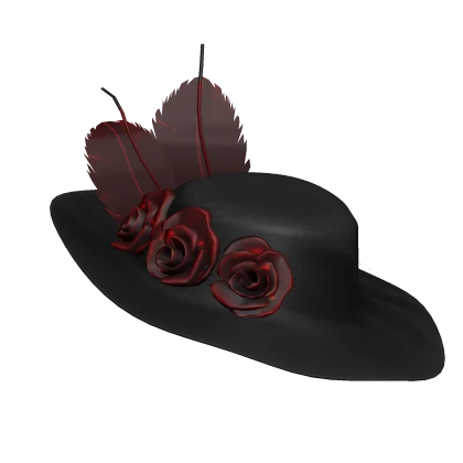 Gothic Dark Red & Black Rose Brim Hat