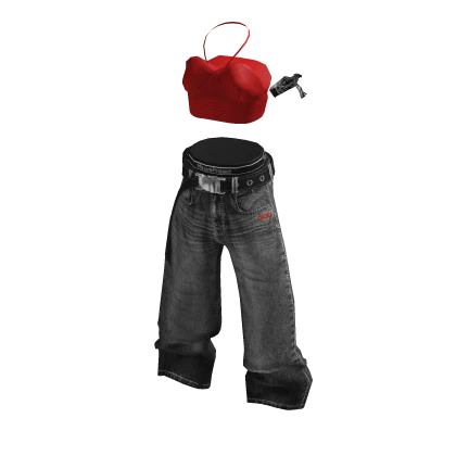 💜 Hip-Hop Style Denim Pants_Red