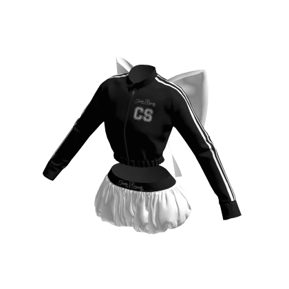 Black White Sports Track Jacket Bow
