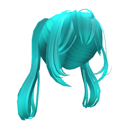 Loose Anime Messy Bangs w/ Long Pigtails in Teal