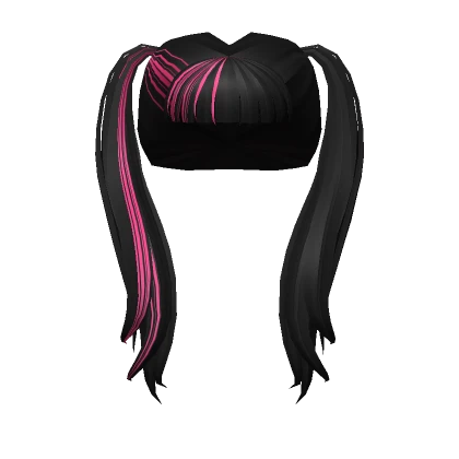 Black + Pink Dyed Idol Pigtails