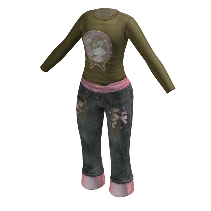 Vintage Harajuku jean Outfit | Green