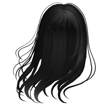 ♡ black soft windy long flowy anime hair