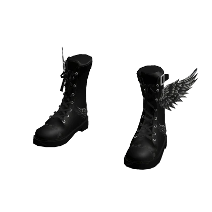 Black Demon Winged High Top Biker Boots