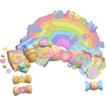 decora rainbow harajuku candy headband with bows