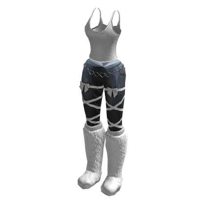 White Cutecore Outfit Tank Top Boots