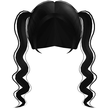 ♡ high long wavy black pigtails