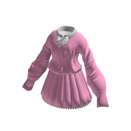 Cute Sweater Skirt School Outfit - Light Pink