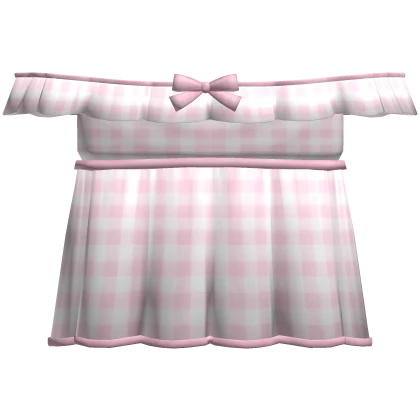 ♡ off shoulder cute igari pink plaid ruffle dress