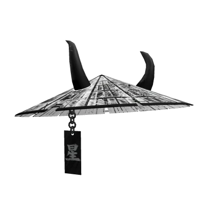 Horned White Oni Samurai Straw Hat