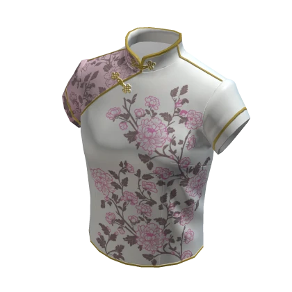 Chinese New Year Cheongsam Qipao Top - White Pink