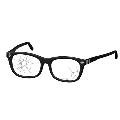 Glasses Cracked Black Chrome Crosses Broken Y2K