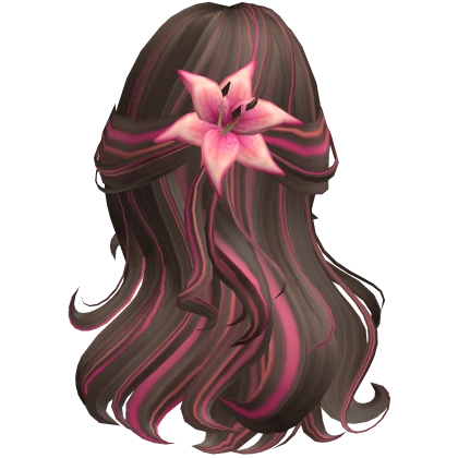 ♡ brown summer half up hair with pink flower