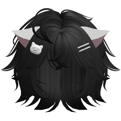 ♡ kitty cutecore short hair /w cat clips black