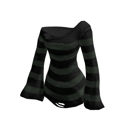 Black & Green Striped Baggy Emo Sweater 🫐