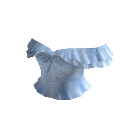 Sequin Ruffled Off Shoulder Blue Top