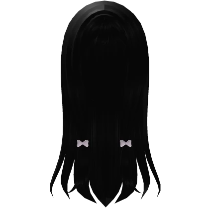 kawaii long princess hair in black pink bow 