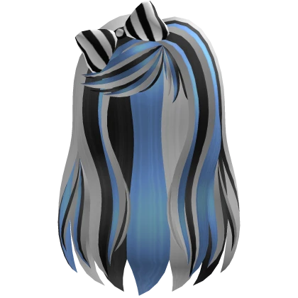 Base Black Blue Long Hair w Bow
