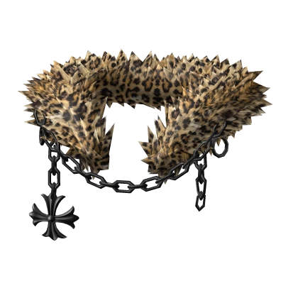 [3.0] Leopard Chained Chrome Pendant Neck Fur