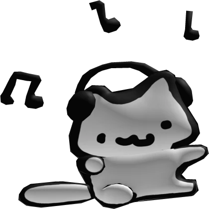 White Cat Vibing to Music