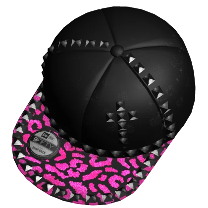 Studded Pink Leopard Scene Snapback