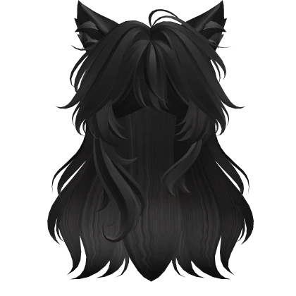 Super Fluffy Loose Cat Ears Hairstyle (Black V2)